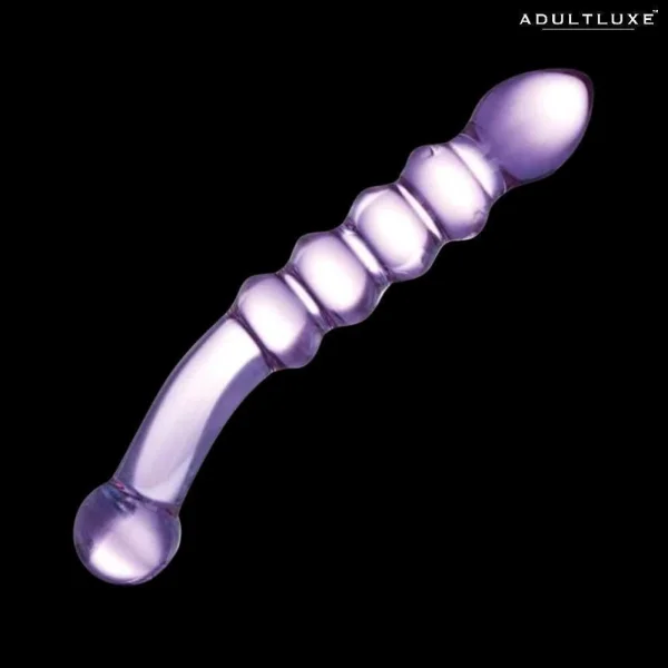 Glas Purple Rain Ribbed Glass Dildo
