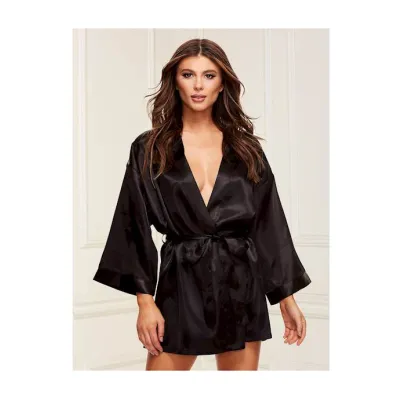 Silken Satin Robe Black O s