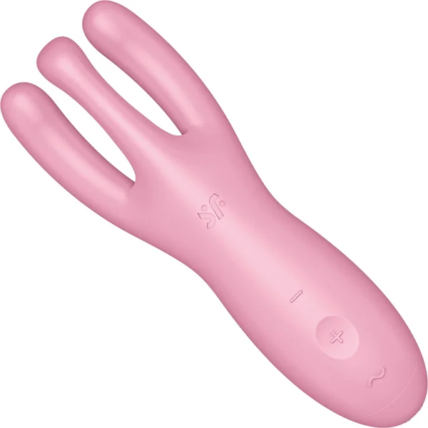 Satisfyer Threesome 4 Rechargeable Waterproof 12-Function App Enabled Dual Stimulation Vibrator - Pink