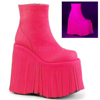 7 inches Fringed Platform Ankle Boot Side Zip