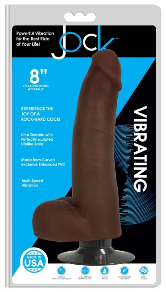 Jock 8 Inch Vibrating Dong With Balls Chocolate