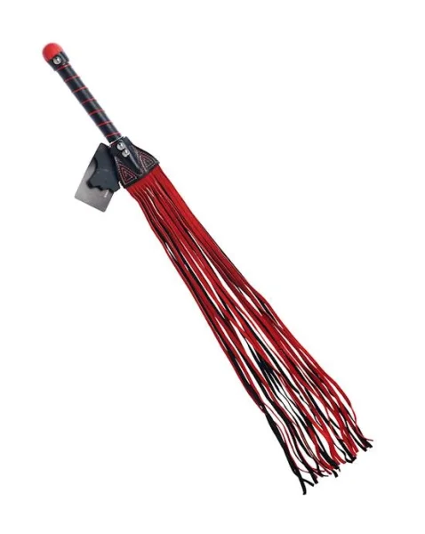 Bound X Suede Flogger With Stitching Detail - Red / Black