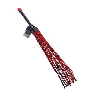Bound X Suede Flogger With Stitching Detail Red Black