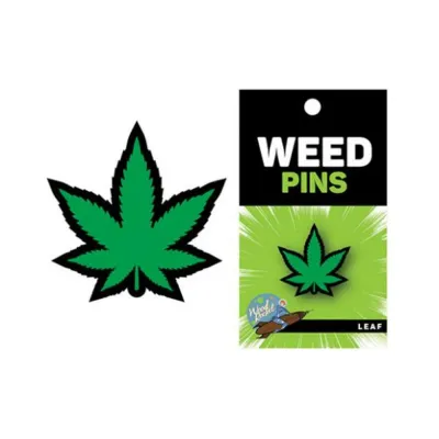 Weed Pin Green Marijuana Leaf
