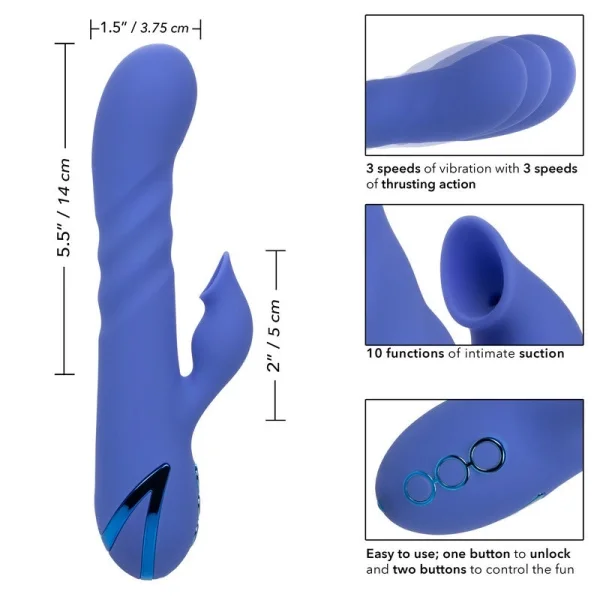California Dreaming L.A. Love Thrusting Rabbit Style Silicone Rechargeable Vibrator by CalExotics