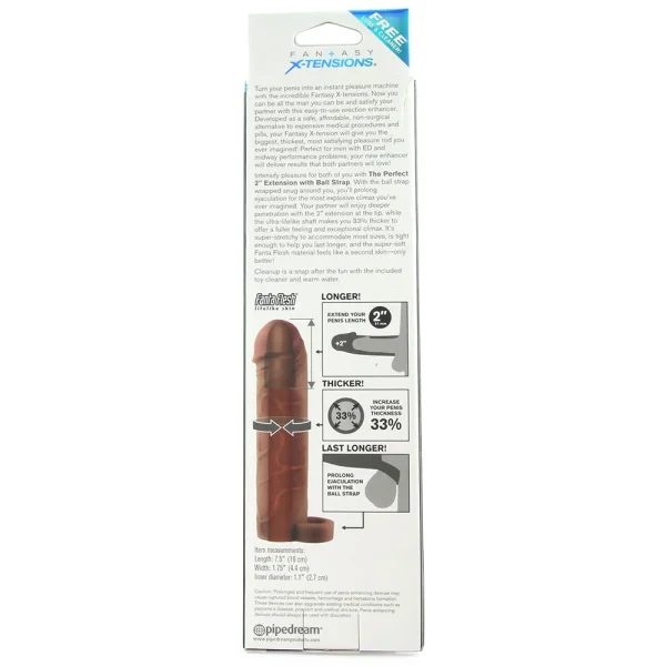 Fantasy X-tensions Perfect 2" Penis Extension with Ball Strap - Caramel