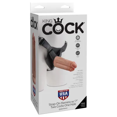 King Cock Strap on Harness With 7 Two Cocks One Hole Light