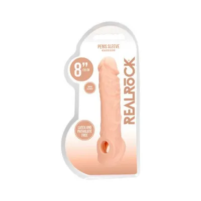 Realistic Dildos Realrock Skin 8 In Penis Extender Sling Beige