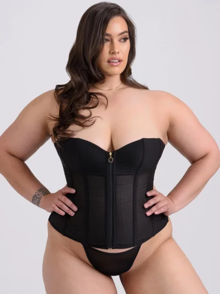 Lovehoney Plus Size Secret Silhouette Black Steel-Boned Long Sleeve Corset