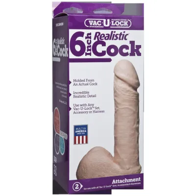 Vac U Lock 6 Inch Realistic Cock White