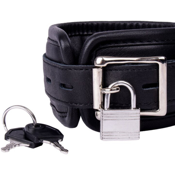 Bondara Luxe Erotica Black Leather Lockable Ankle Cuffs