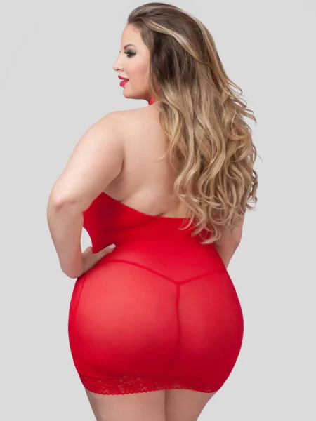 Lovehoney Plus Size Red Halterneck Mini Dress