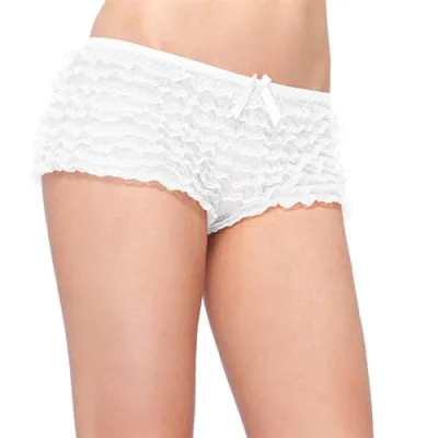 Lace Ruffle Tanga Shorts One Size White