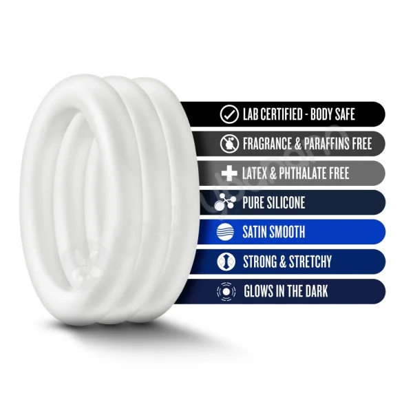 Performance VS2 Pure Premium Silicone White Cock Rings Small 3 Pack