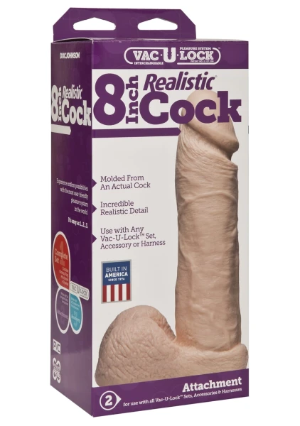 Doc Johnson Vac-U-Lock 8" Realistic Cock - Vanilla