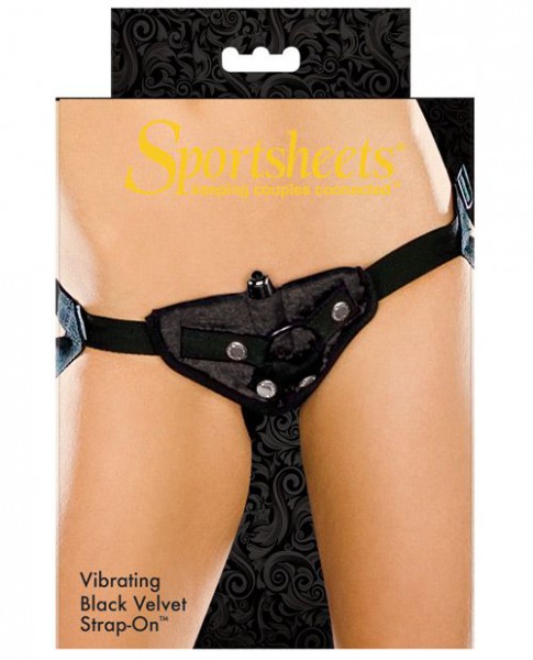 Sportsheets Harness - Vibrating Velvet Harness w/Bullet - Black