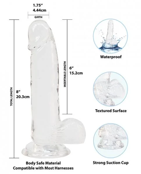 Crystal Addiction Dong 8 inches Clear