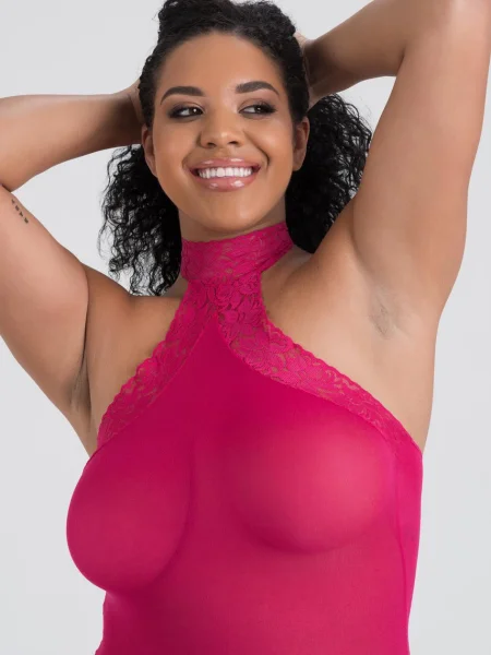 Lovehoney Plus Size Pink Halterneck Mini Dress
