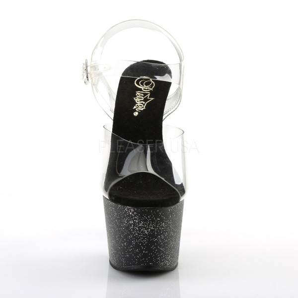 7 inches Heel, 2 3/4 inches PF Ankle Strap Sandal W/Mini Glitters — image 10 of 25