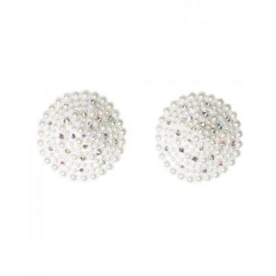 Pearl Rhinestones Round Reusable Pasties White O s