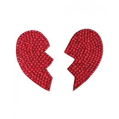 Rhinestone Broken Heart Reusable Pastie Red O S
