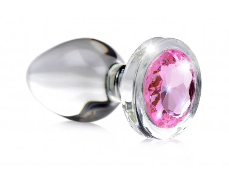 Pink Gem Glass Anal Plug - Small
