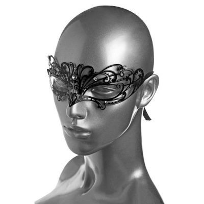 Black Metal Fetish Mask With Crystals Black