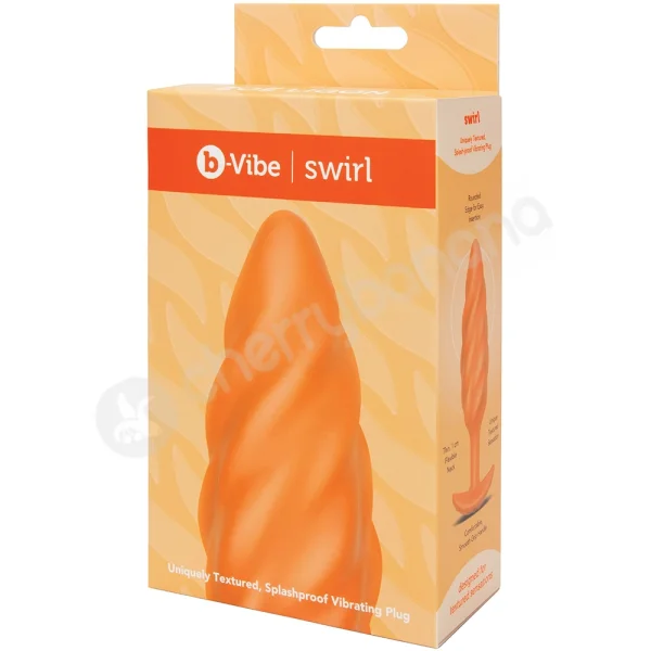 B-Vibe Zoe Ligon Collection Orange Swirl Texture Vibrating Anal Plug
