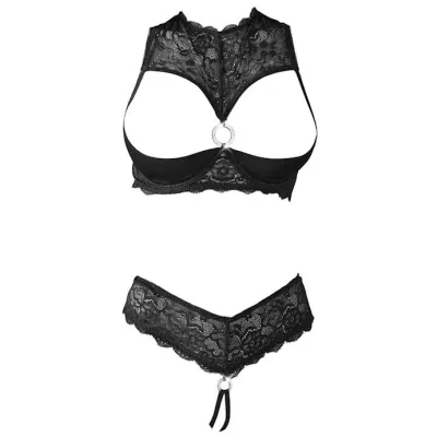 Asha Shelf Bra Set Black Small