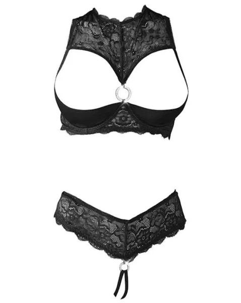Asha Shelf Bra Set - Black - Small