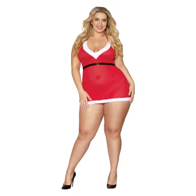 Santa Baby Chemise Queen Size Lipstick Red