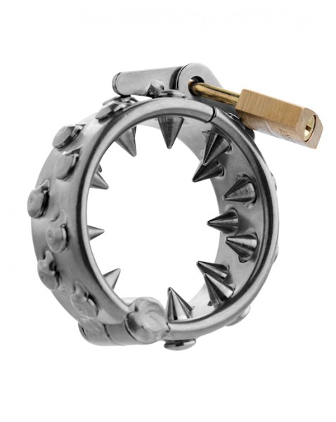 Impaler Locking Cbt Ring With Spikes - Silver