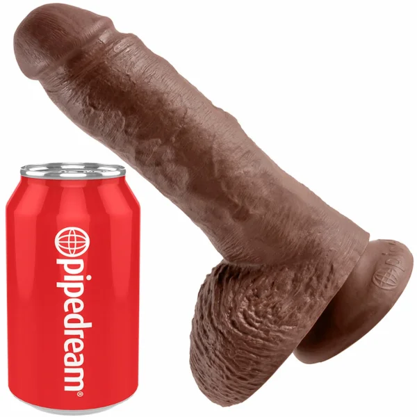 King Cock 8" Suction Cup Dildo With Balls - Chocolate