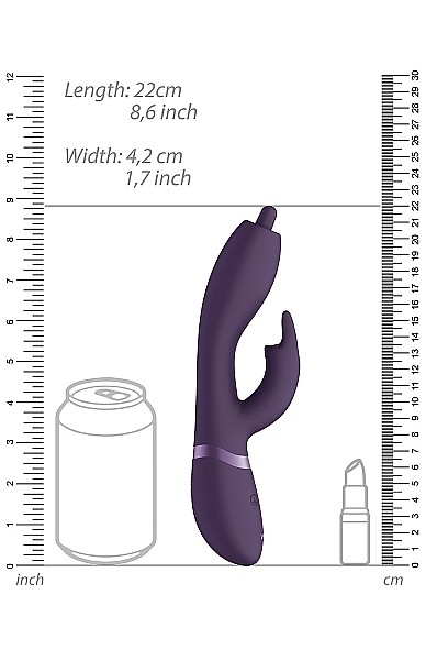 Vive Nilo Purple 22 cm USB Rechargeable Rabbit Vibrator with Swirling Tip