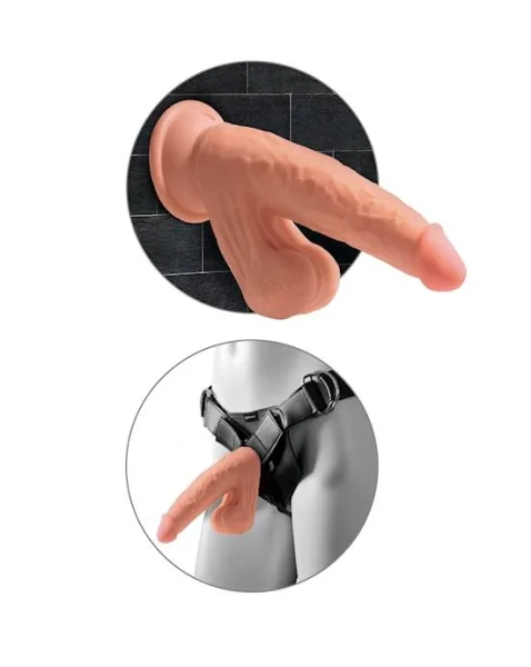 King Cock Plus Triple Density Cock With Swinging Balls - 7 Inch - Tan - 7 Inch