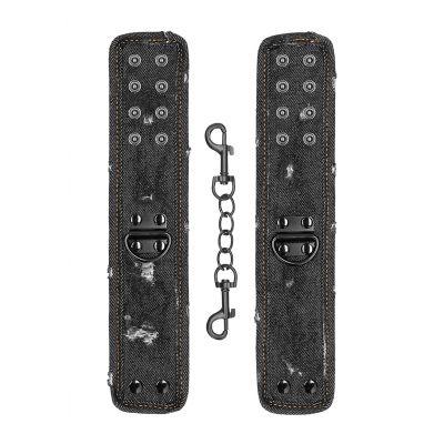 Denim Handcuffs Roughend Denim Style Black Kinky BDSM Toys