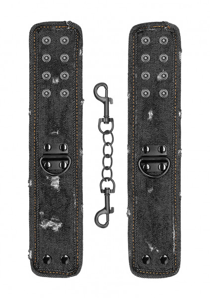 Denim Handcuffs - Roughend Denim Style - Black - Kinky BDSM Toys