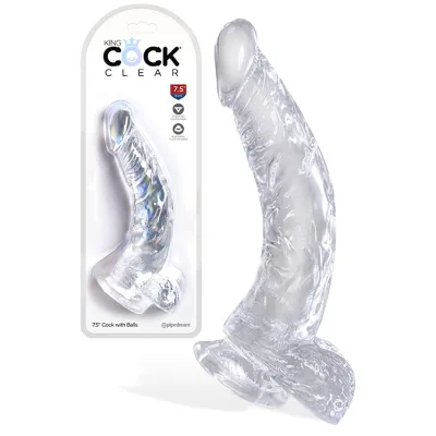 Pipedream King Cock Clear Realistic 7 5 Dildo with Balls Suction Cup Base