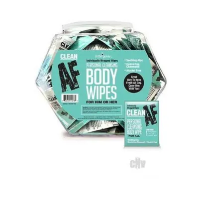 Oral Sex Products Clean Af Individually Wrapped Personal Cleaning Body Wipes 65 piece Fishbowl Display
