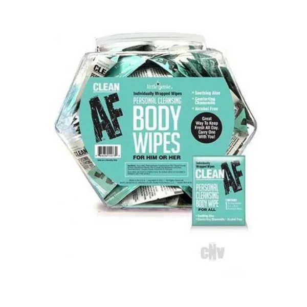 Oral Sex Products: Clean Af Individually Wrapped Personal Cleaning Body Wipes 65-piece Fishbowl Display