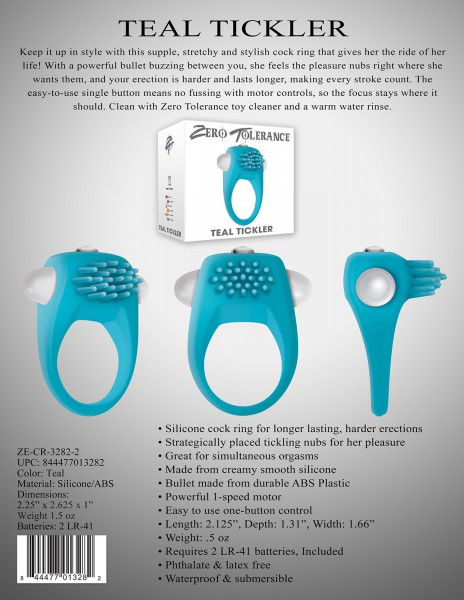 Teal Tickler Vibrating Cock Ring