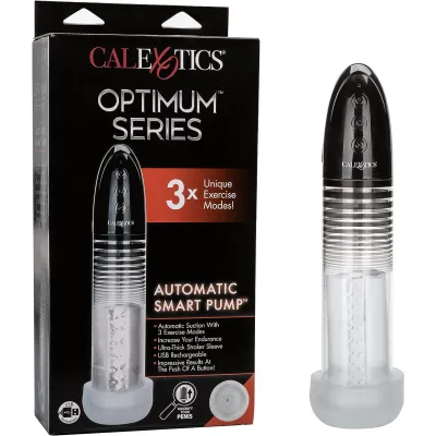 CalExotics Optimum Series Automatic Smart Pump Male Enhancement Penis Pump with Silicone Stroker Sleeve Male Masturbation Sex Toys for Men Clear