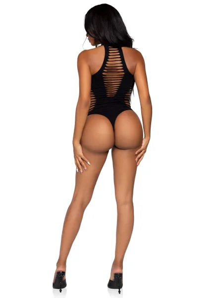 Shredded Racer Back Bodysuit - One Size - Black