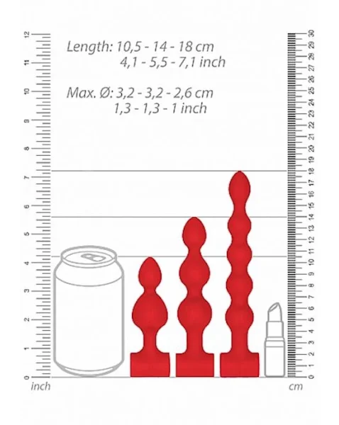 Silicone Usb Rechargeable Anal Set- Red - Red