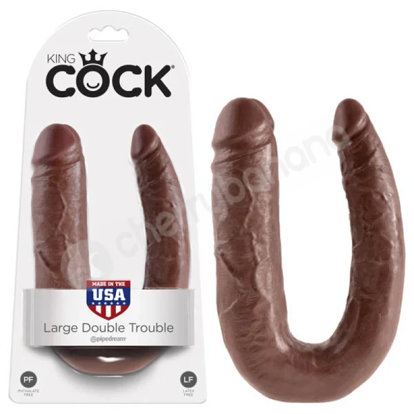 King Cock Brown U-shaped Large Double Trouble Dildo