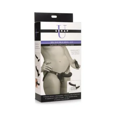 Strap U 28x Dbl Dildo Harness W rc Black