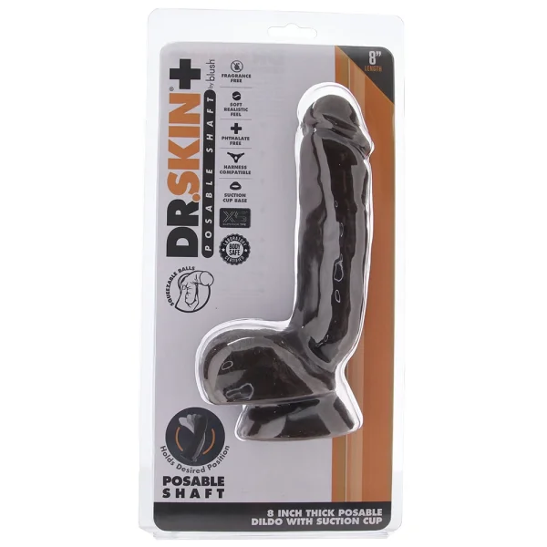 Dr. Skin 8 Inch Thick Poseable Ballsy Dildo