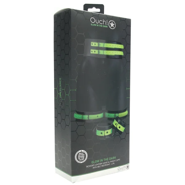 Ouch! Glow Bondage Belt with Thigh and Wrist Cuffs