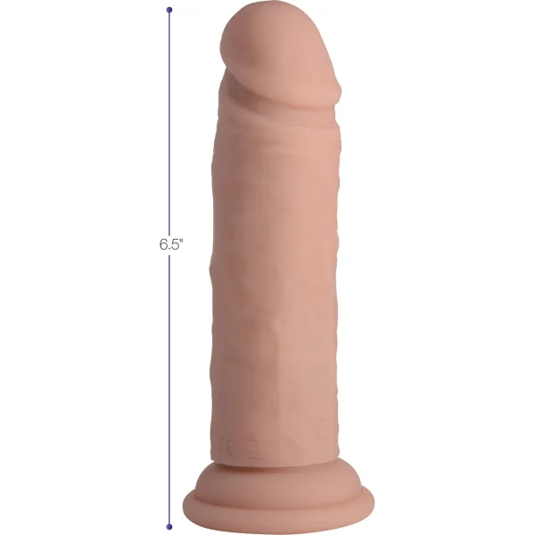 Strap U Power Player 28X Vibrating Rechargeable 6.5" Silicone Dildo With Remote - Vanilla