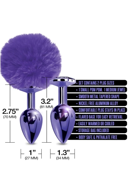 Nixie Metal Butt Plug Set Pom Pom and Jewel Inlaid — image 17 of 18